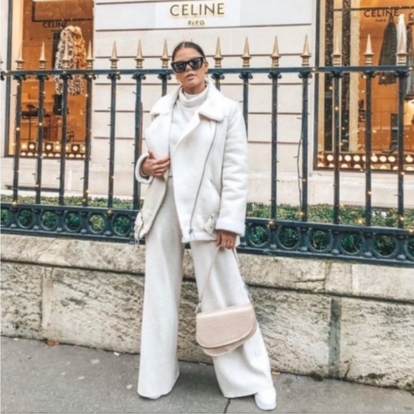 Zara Double-Faced Jacket Oversized White Faux Suede Blogger Fave Moto Biker M - Picture 9 of 16